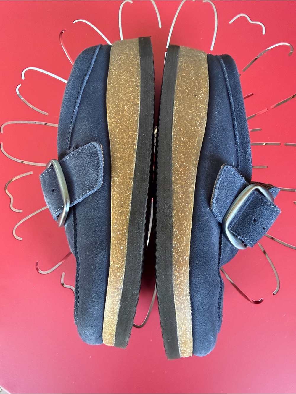 White Mountain Navy Suede Slip-On Mule with Buckle Womens - Picture 6 of 7